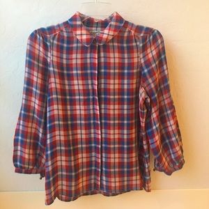 Madewell plaid silk blouse